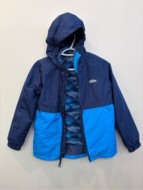 Eddie Bauer Kids Lightweight 3 In 1 Jacket M 10/12 Blue & Navy Full Zip Hood